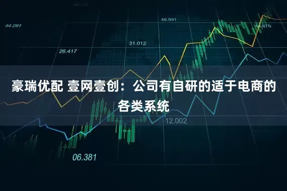 豪瑞优配 壹网壹创：公司有自研的适于电商的各类系统
