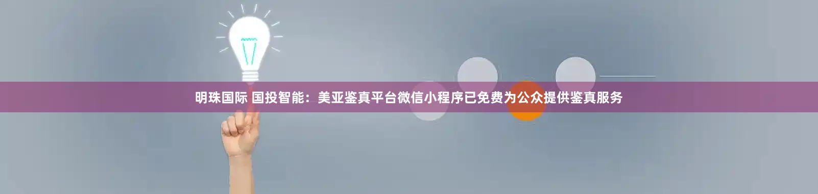 明珠国际 国投智能：美亚鉴真平台微信小程序已免费为公众提供鉴真服务