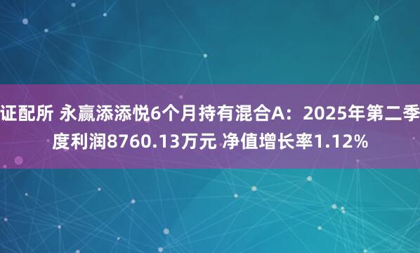 证配所 永赢添添悦6个月持有混合A:2025年第二季度利润8760.13万元 净值增长率1.12%